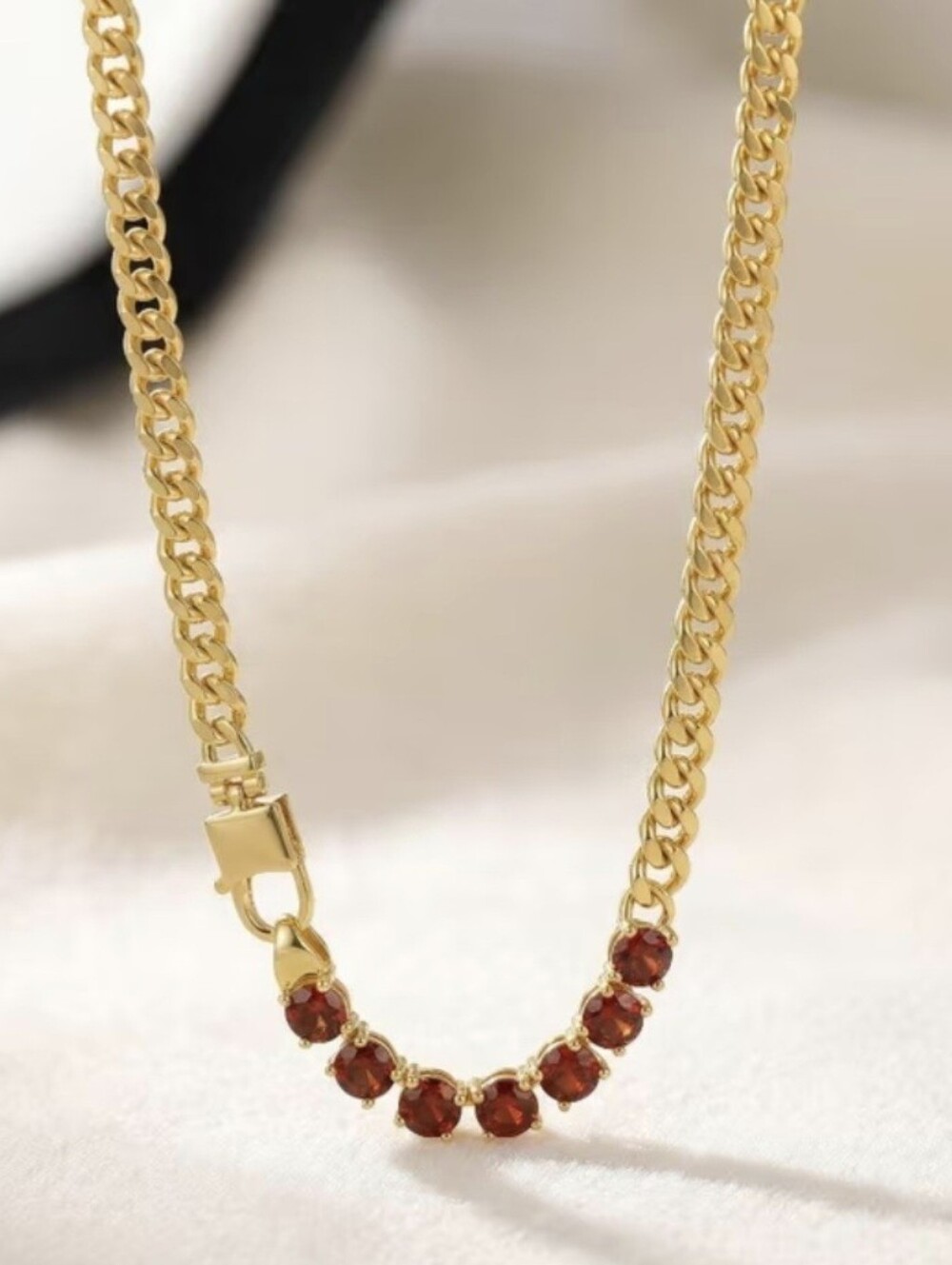 ♥️💛NEW♥️💛 STUNNING!! Front Clasp Necklace With GARNET RED High Quality CZ'S